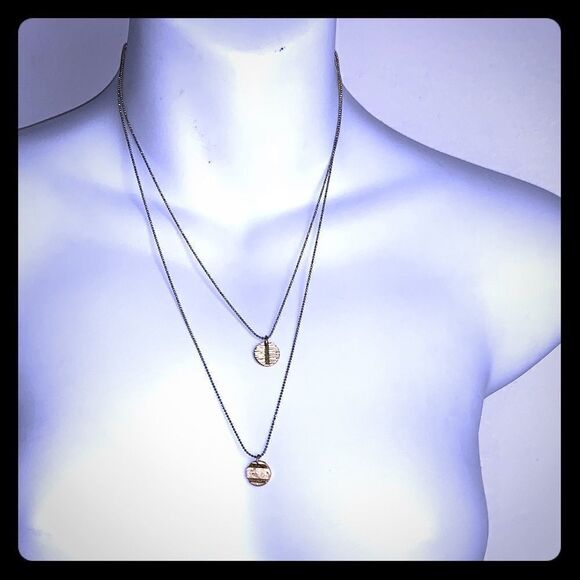 Double silver chain with 2 Gold Pendants - Picture 1 of 4